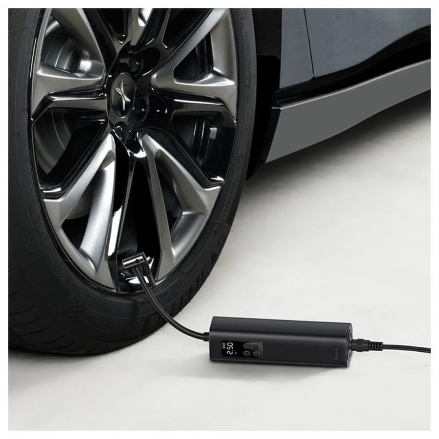 منفاخ اطارات بيسوس سوبر ميني أسود 12V يعمل من ولاعة السيارة