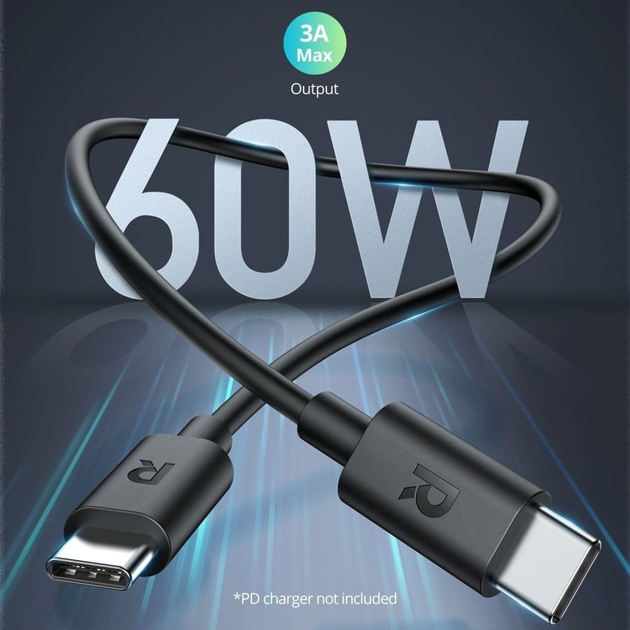 كيبل من راف باور Type-C إلى Type-C بقوة 60 واط بطول 2 متر - RAVPOWER RP-CB1022