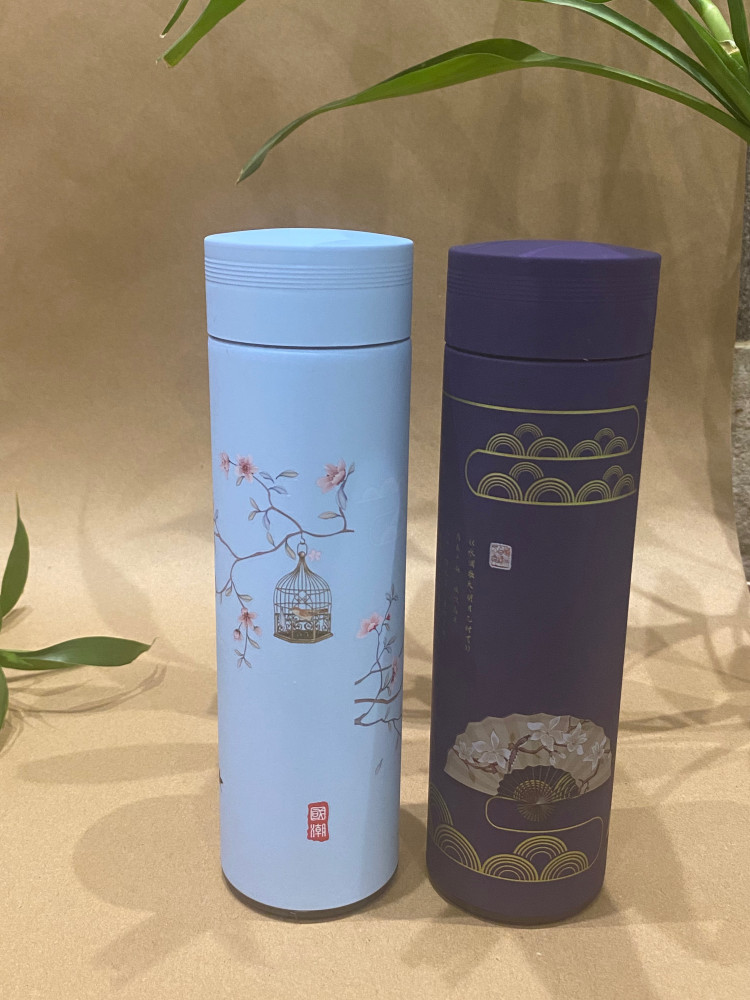 كوب حافظ للحرارة و البرودة بطابع صيني ( بنفسجي داكن )