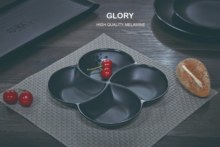 Black divided melamine plate