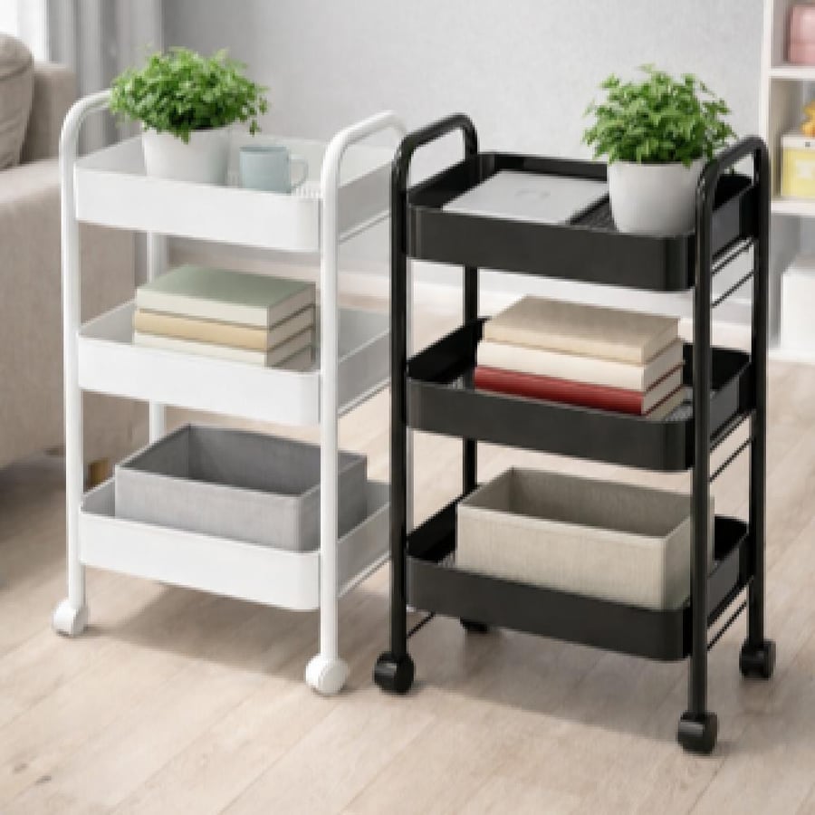 Mobile versatile storage cart (3 shelves)