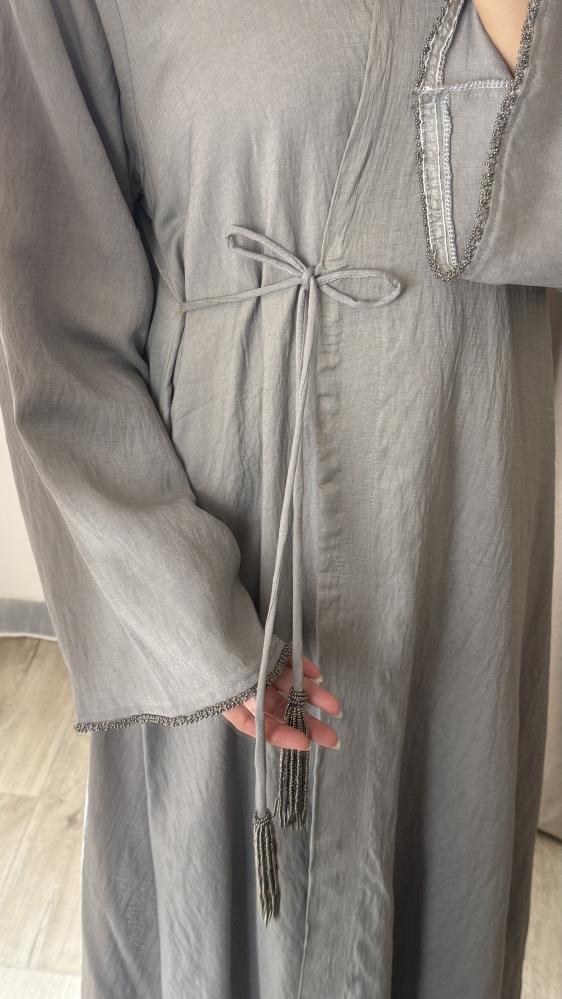 عباية لينن بشك خرز