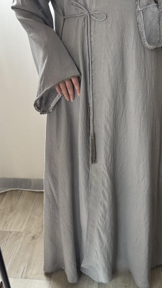 عباية لينن بشك خرز