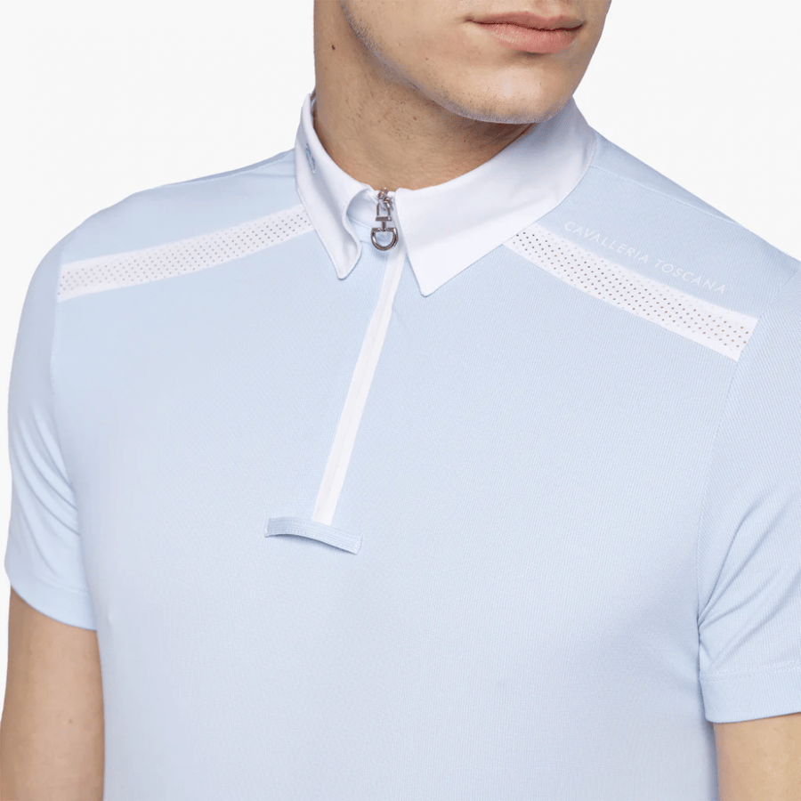 Jersey Perforated Inserts Competition Zip Polo