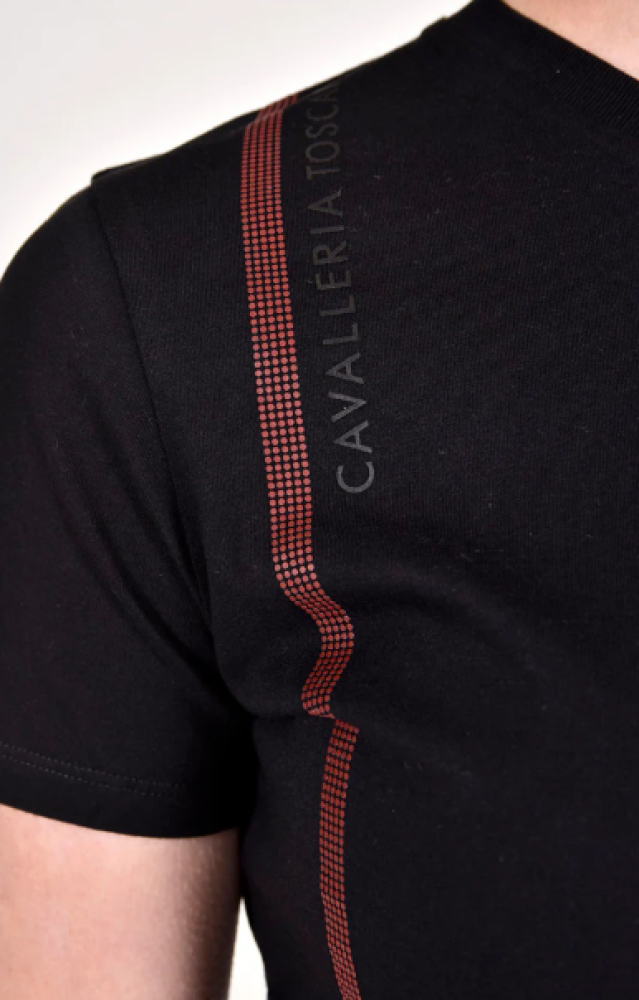 CT ACADEMY COTTON T-SHIRT W/ LOGO PIPING 9999 BLACK