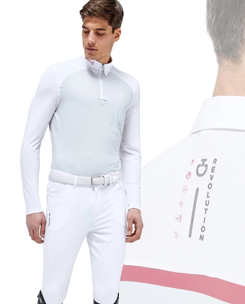C.T POU323 JE158 8200 Revo Jersey Mesh L/S Zip POLO SHIRT