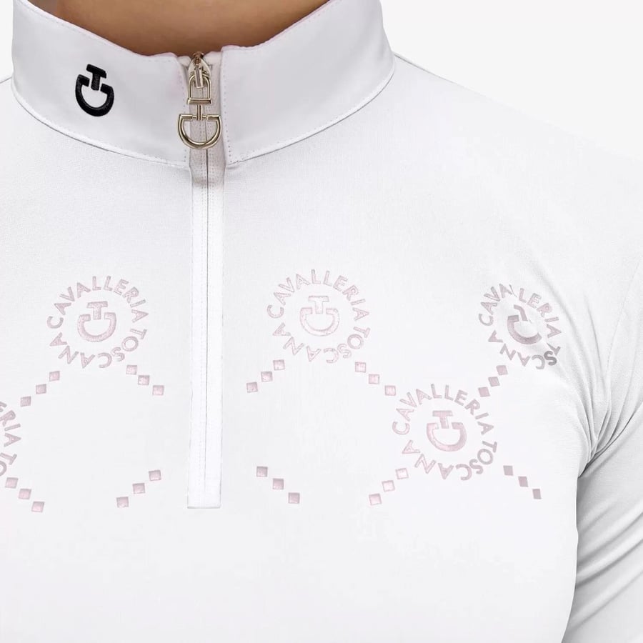 GIRL'S CT MINI ORBIT PRINT JERSEY COMPETITION POLO WHITE