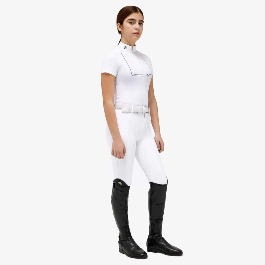 GIRLS’ JERSEY COMPETITION SHIRT WITH A ZIP WHITE