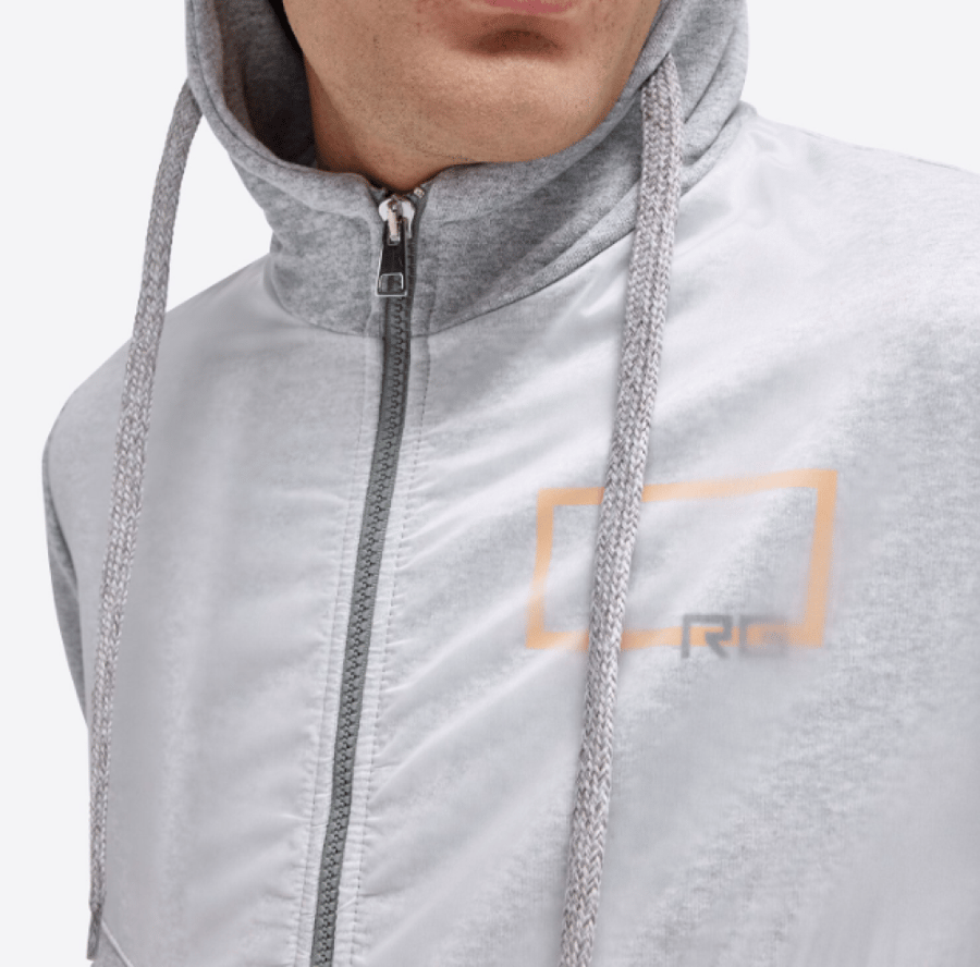 RG COTTON /NYLON HOODED ZIP SWEATSHIRT 8000 GREY