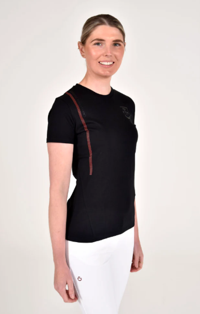 CT ACADEMY COTTON T-SHIRT W/ LOGO PIPING 9999 BLACK