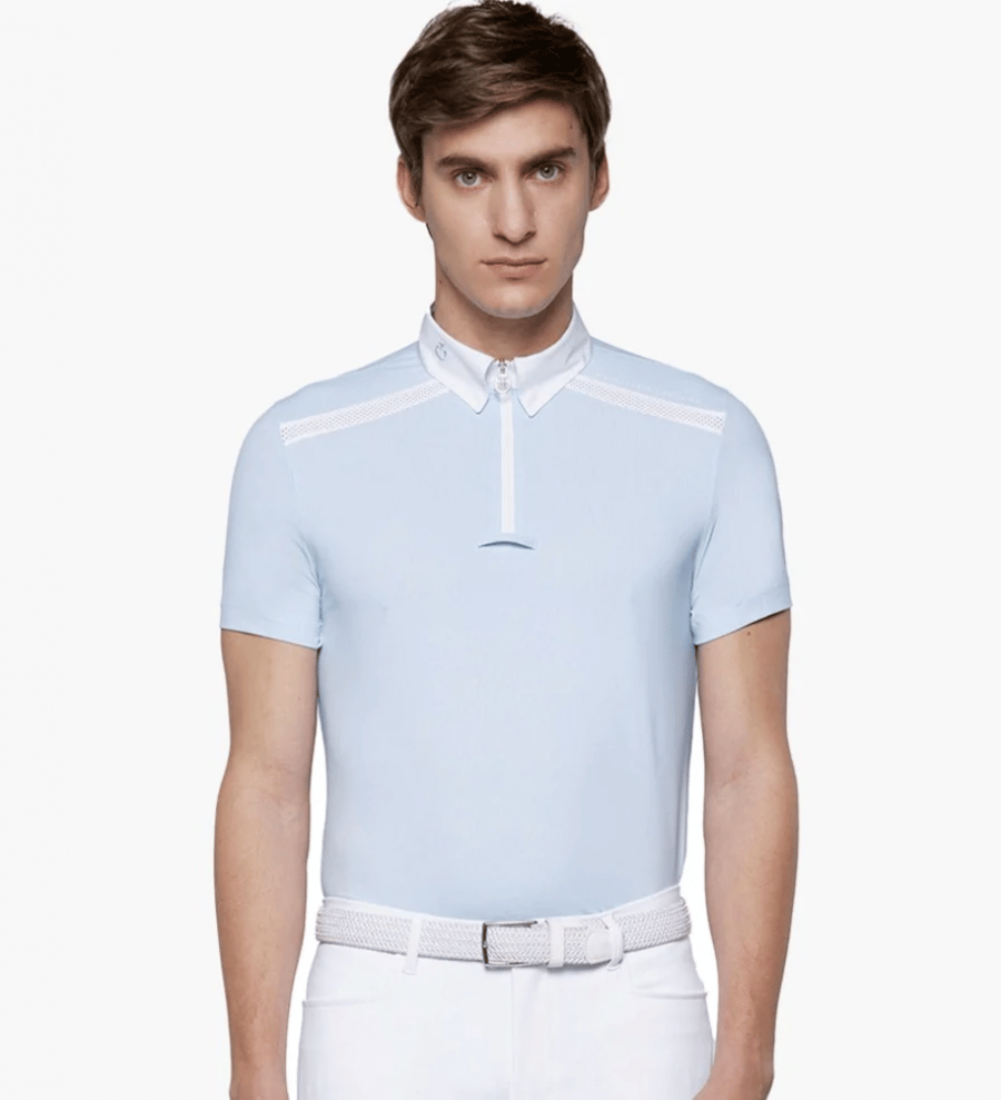 Jersey Perforated Inserts Competition Zip Polo