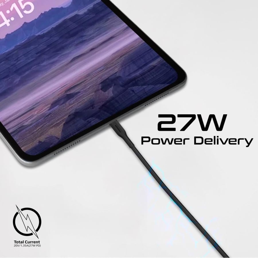 بروميت -  مجموعة كيابل ثلاثية USB-C™إلى لايتنينغ بقدرة 27 واط، بأطوال متعددة (0.3 متر، 1.2 متر، و2 متر)، للشحن ونقل البيانات في آن واحد مع تصميم قوي مقاوم للتشابك باختبار انحناء أكثر من 25000 مرة