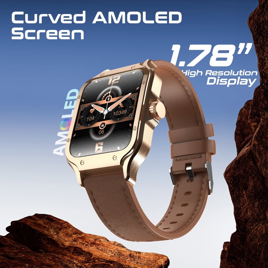 بروميت -  (XWatch-RM) - ساعة ذكية بشاشة AMOLED منحنية - ذهبي