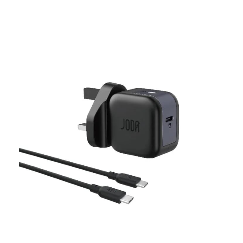 جودا - شاحن جداري 2in1 Core charging combo بمنفذ USB-C وقوة 20W وكيبل USB-C to USB-C بقوة 60W - اسود