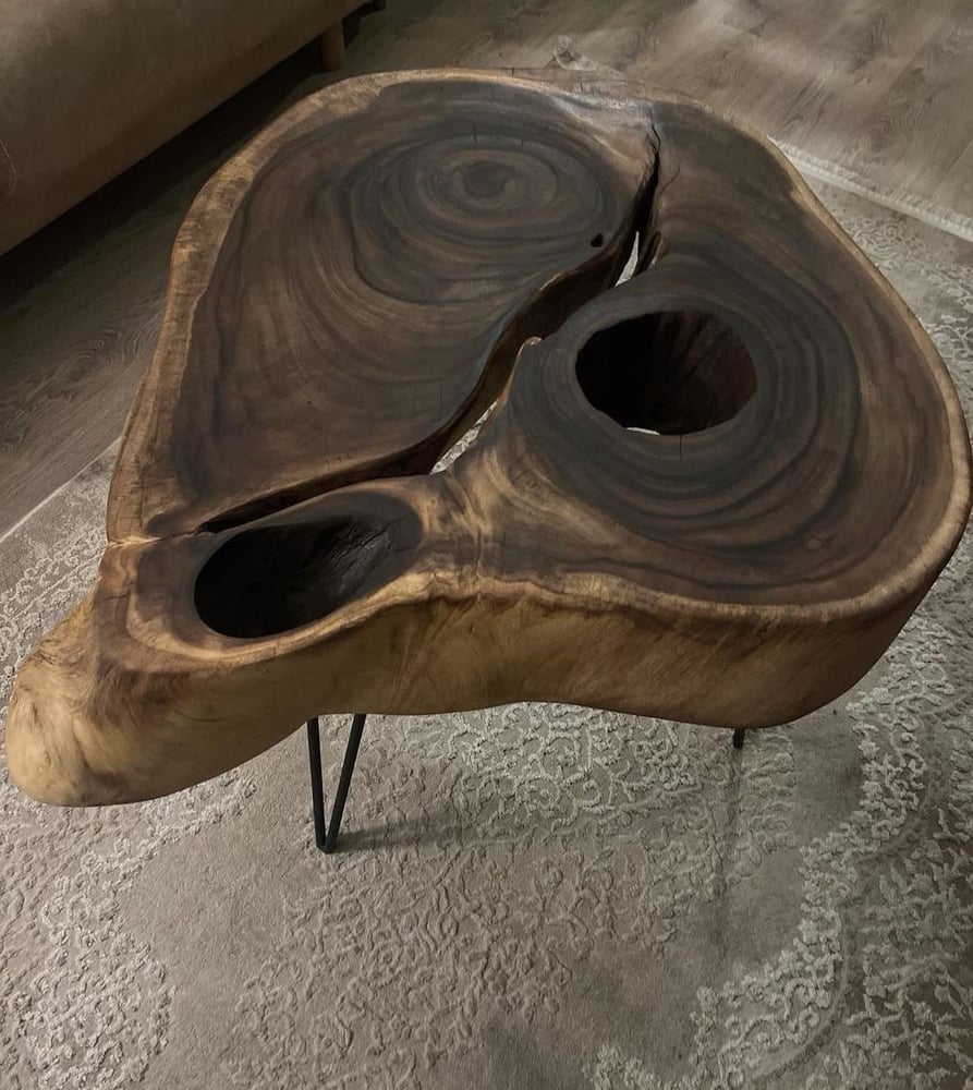 Center table made of natural wood