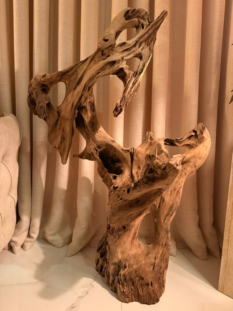Decor made of teak wood, height 95 cm, width 25 - 40 - 15 cm