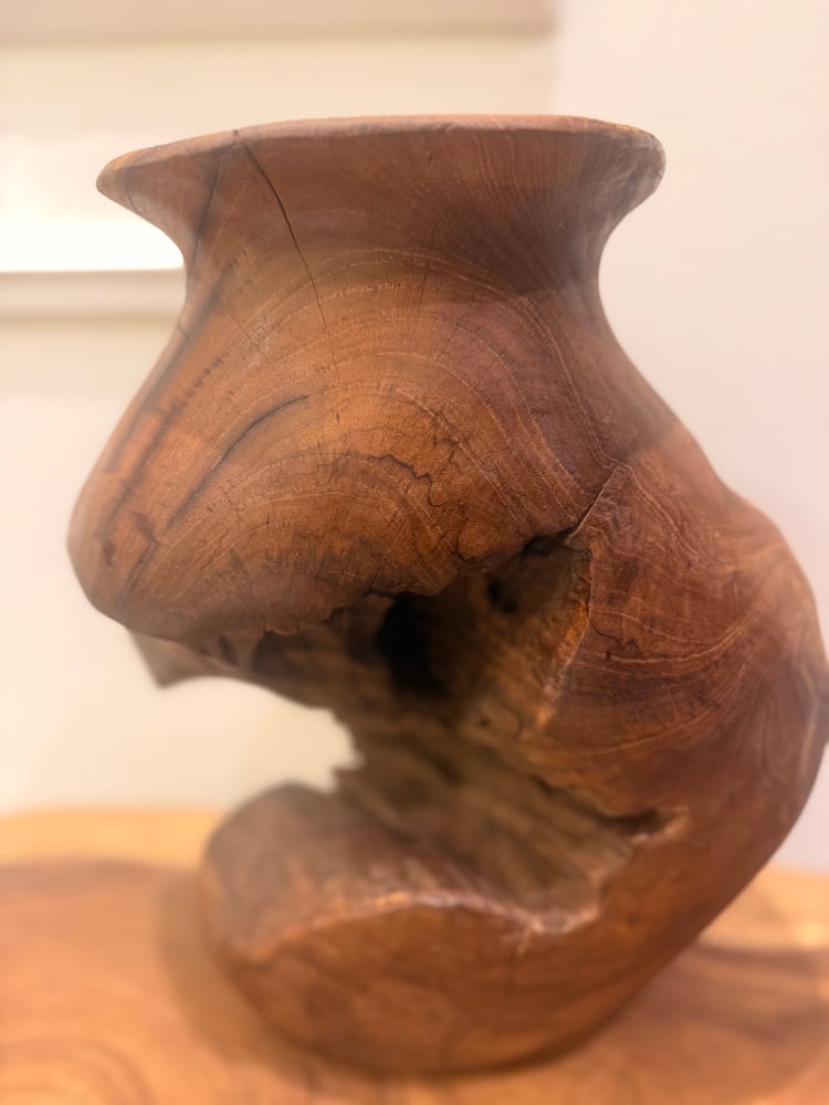 Half vase of teak wood height 29 cm width 25 cm
