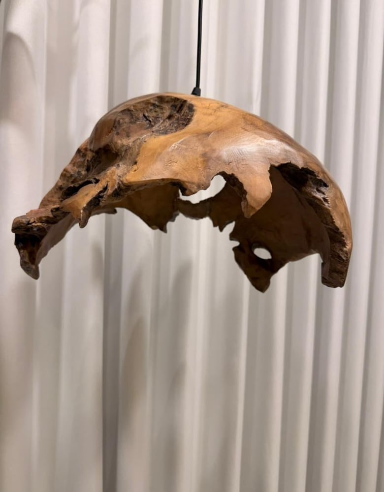 Ceiling chandelier made of teak wood, diameter 40 cm