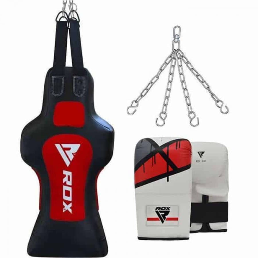 RDX TDR 3-IN-1 Hanging Filled Face Punching Bag with Mitts MMA Gloves Set