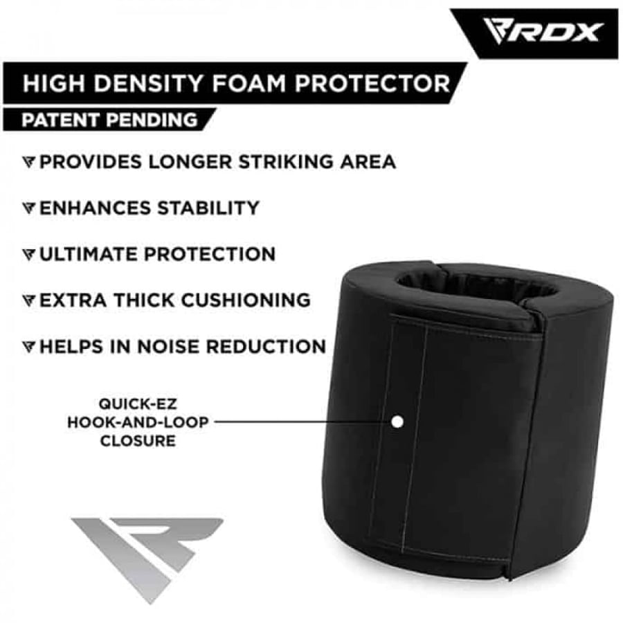 حقيبة ملاكمة بقاعدة قائمة بذاتها F6 Kara  من RDX باللون الأسود بطول 6 أقدام مع قفازات