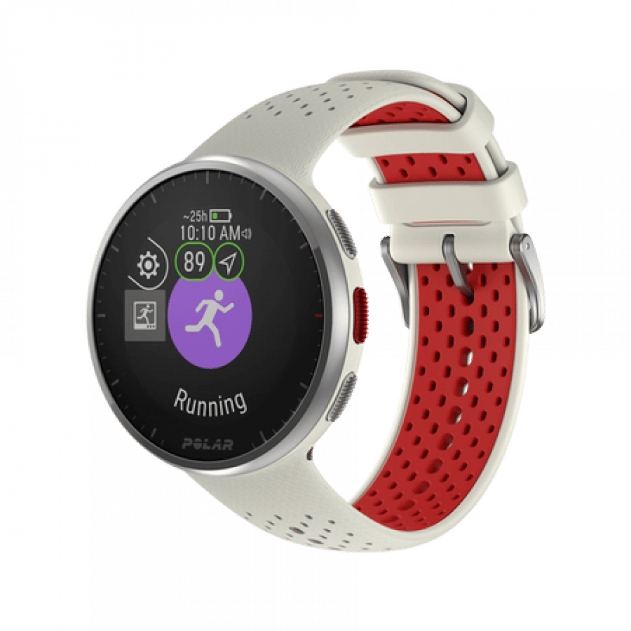 Polar Pacer Pro fitness watch white and red