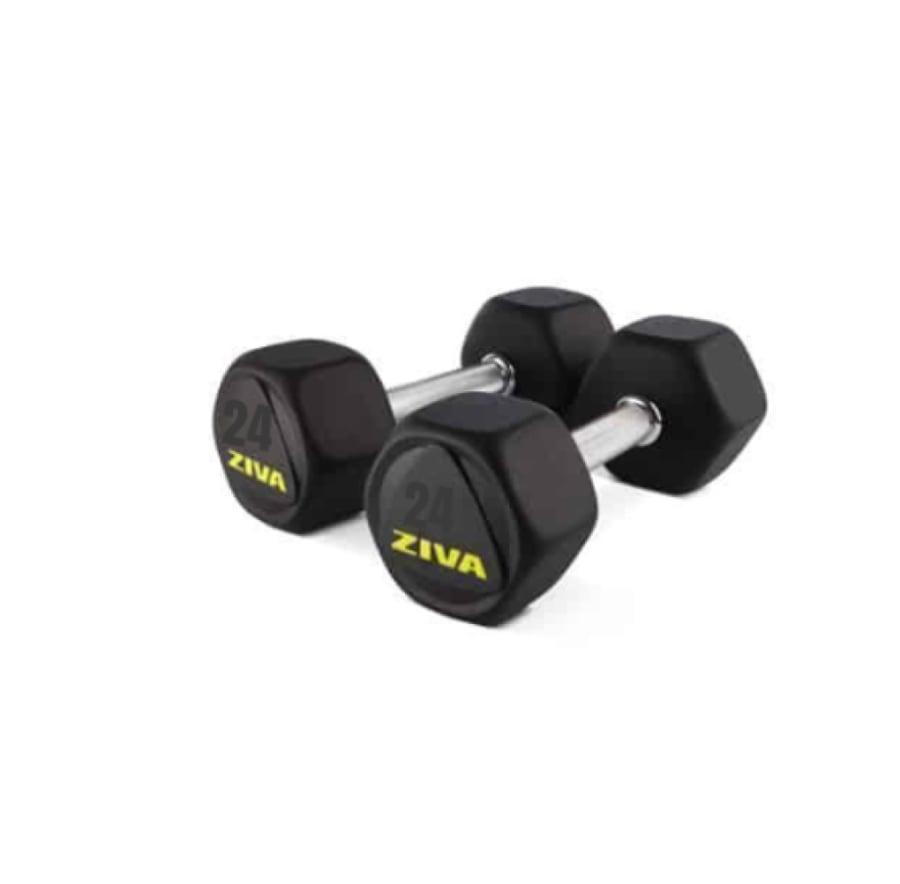 ZIVA SL Premium Hexagon Virgin Rubber Dumbbells 24 kg
