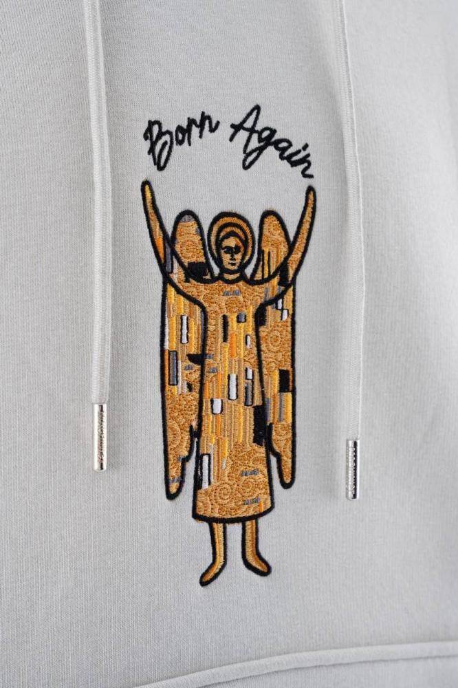 هودي ANGEL EMBROIDERED HOODIE سيايس جريM3610-SG