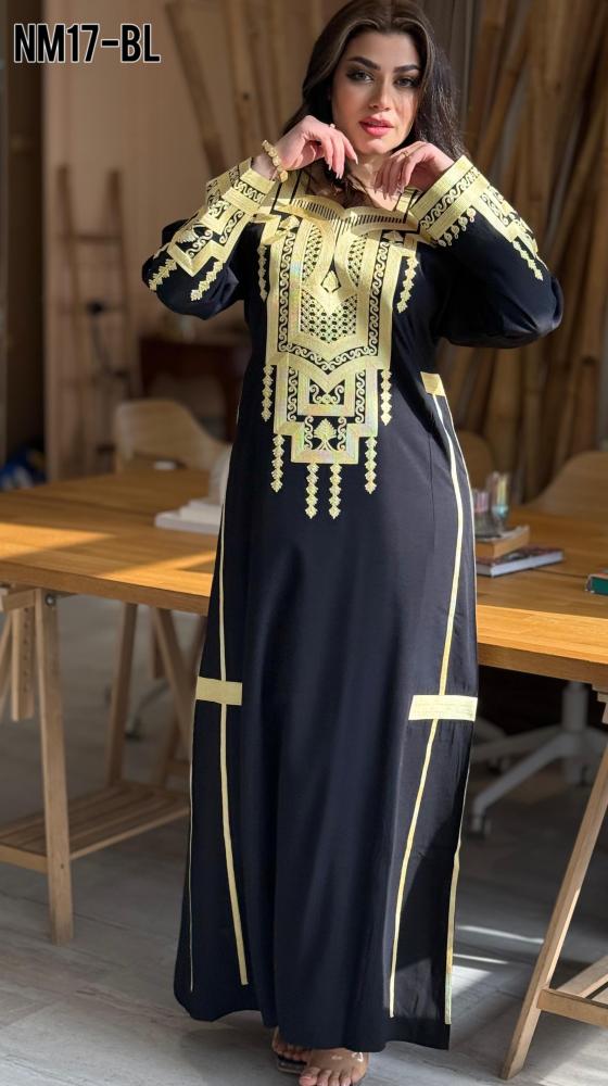 جلابية عسيري تطريز ذهبي