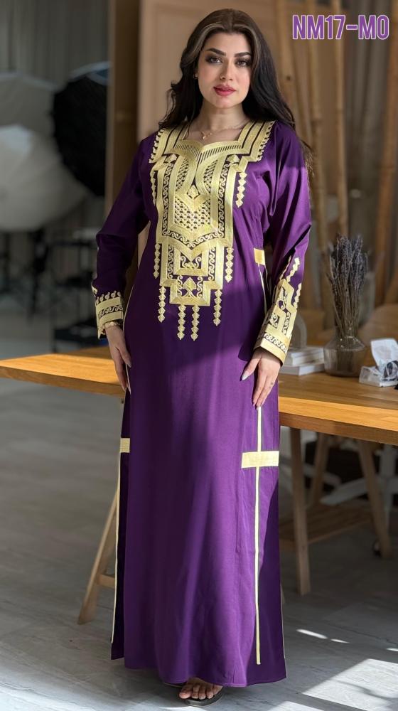 جلابية عسيري تطريز ذهبي