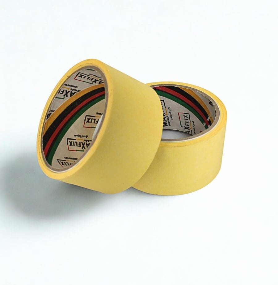 Maxflix Yellow Masking Tape (2" × 17 Yards) – Carton of 24 Rolls (VAT Included)