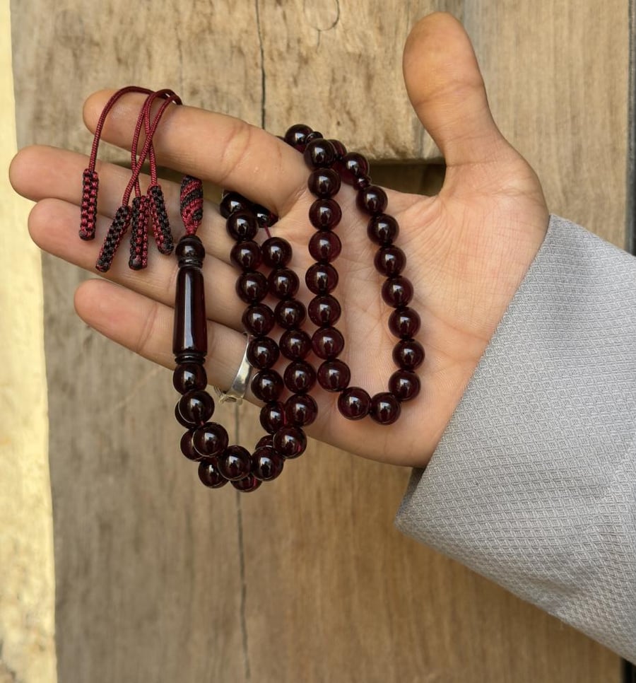 سبحة بكلات لون الزعفران الحربا  كركوشه يدوي