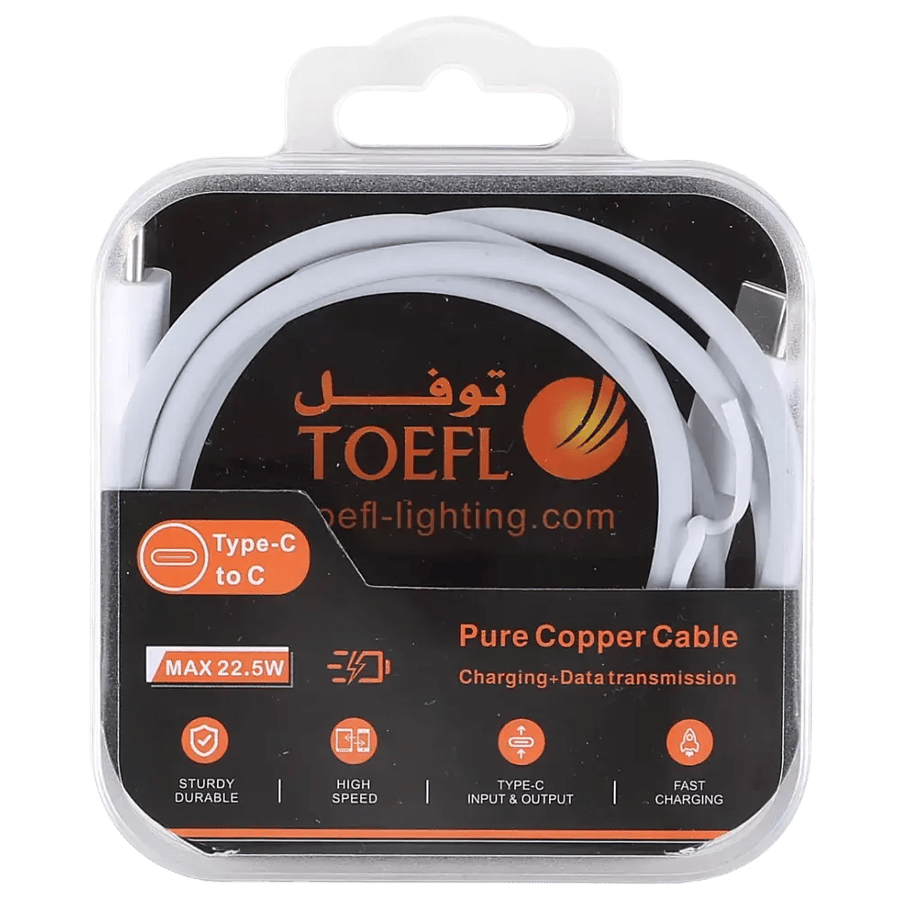 سلك شاحن تايب سي طول 1 متر ( Type-C to Type-C ) توفل