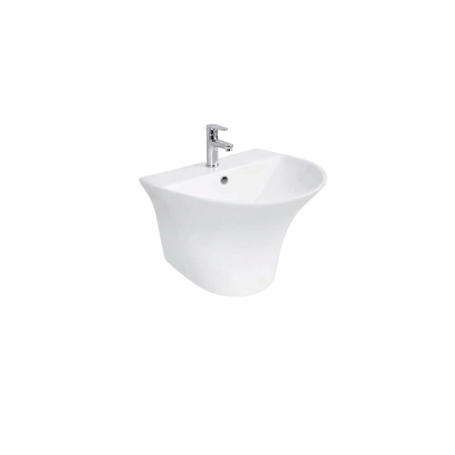 Wall-mounted washing machine in white color with a modern design