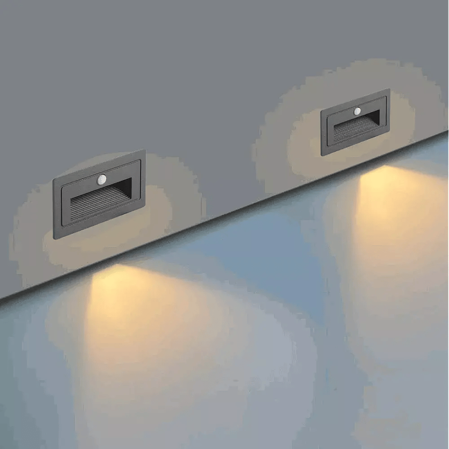 Rectangular gray drawer flashlight buried with motion sensor, yellow light color, 3 watts