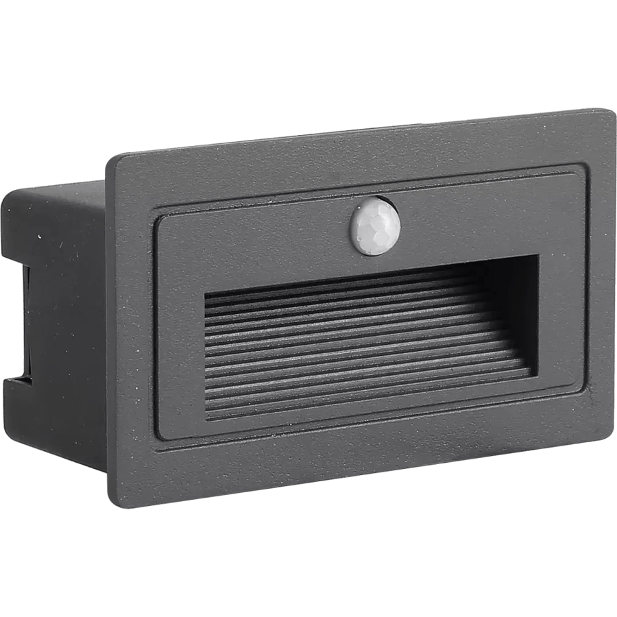 Rectangular gray drawer flashlight buried with motion sensor, yellow light color, 3 watts