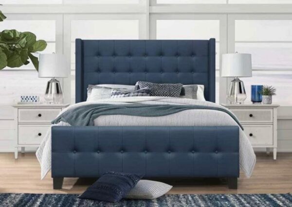 Square bed with front decoration