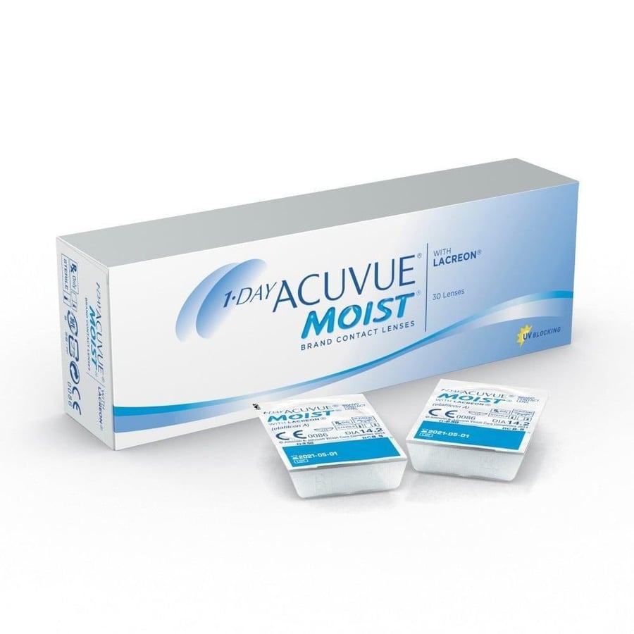 عدسات لاصقه شفافة يومية أكيوفيو مويست 60 عدسه - ACUVUE MOIST 1-DAY LENSES