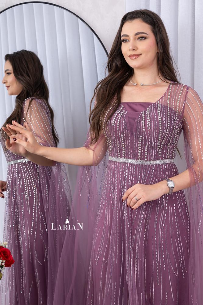 Long-sleeved tulle evening dress - Laryan Store