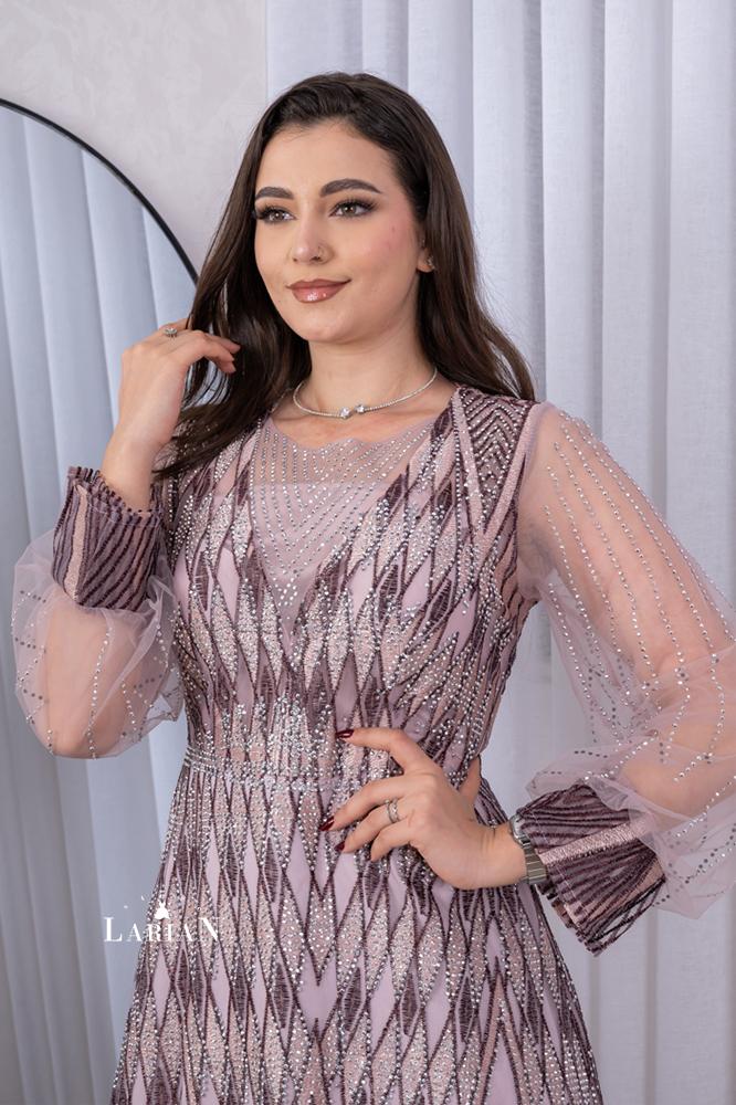 Evening dress encrusted with crystal stones - Laryan Store