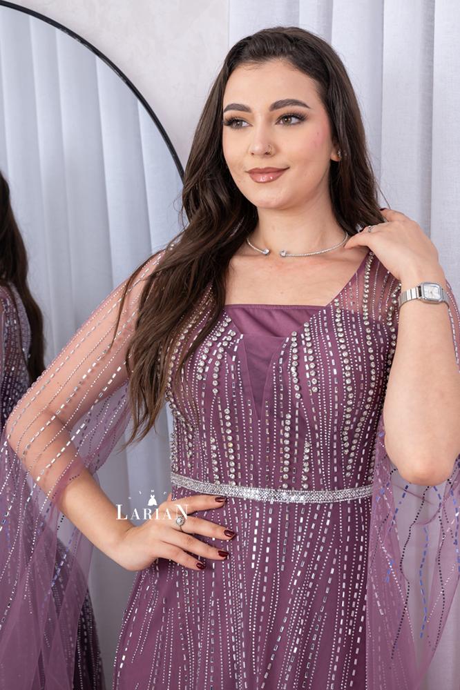 Long-sleeved tulle evening dress - Laryan Store