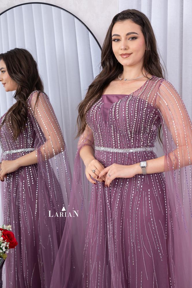 Long-sleeved tulle evening dress - Laryan Store