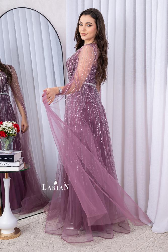 Long-sleeved tulle evening dress - Laryan Store