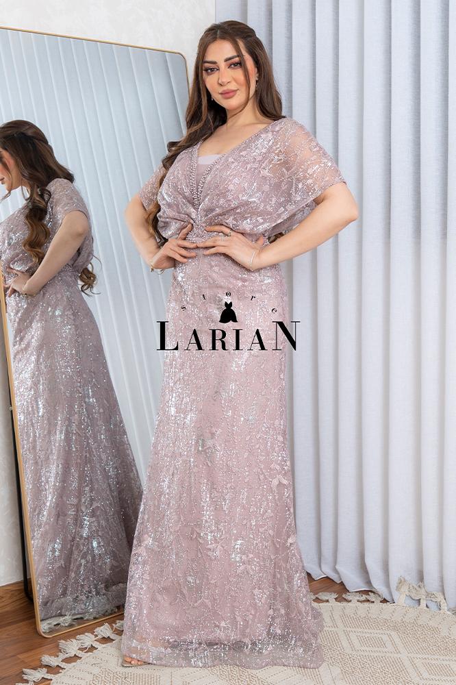 Evening dress with feminine lively cut and enchanting shrubs - Larian Store
