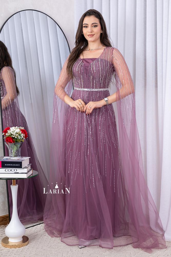 Long-sleeved tulle evening dress - Laryan Store