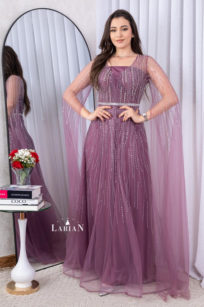 Long-sleeved tulle evening dress - Laryan Store