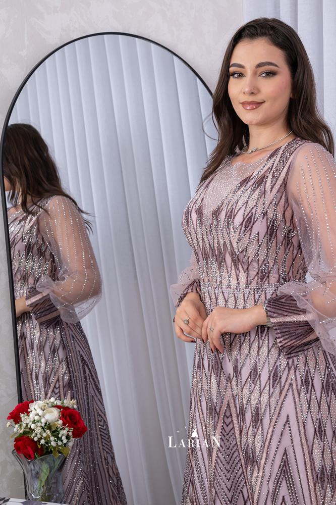 Evening dress encrusted with crystal stones - Laryan Store