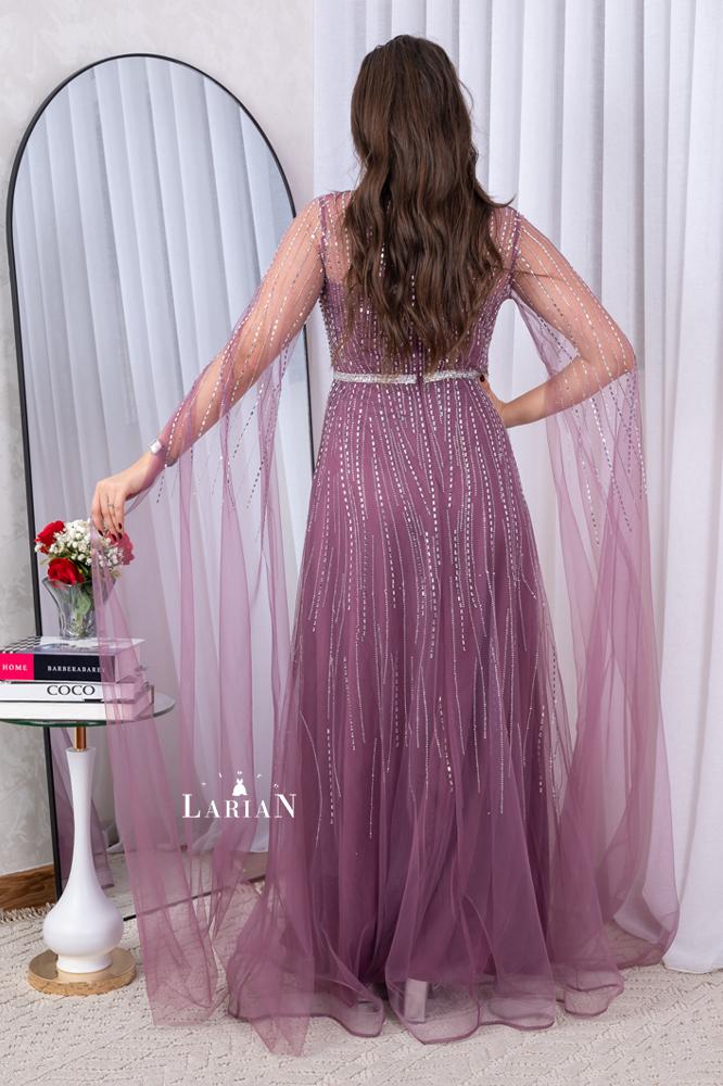 Long-sleeved tulle evening dress - Laryan Store