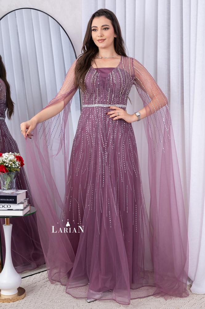 Long-sleeved tulle evening dress - Laryan Store