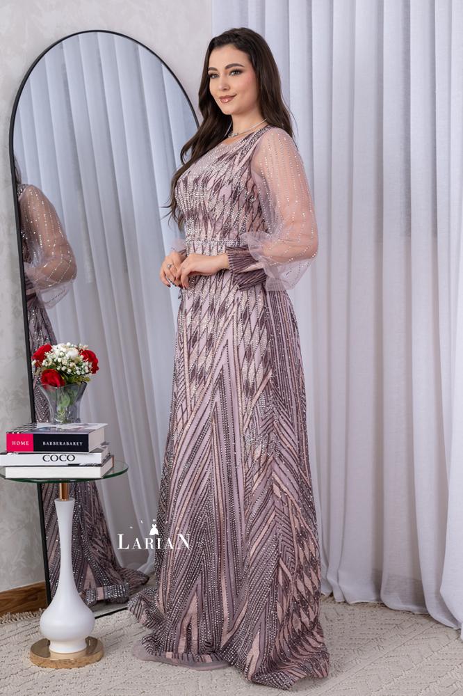 Evening dress encrusted with crystal stones - Laryan Store