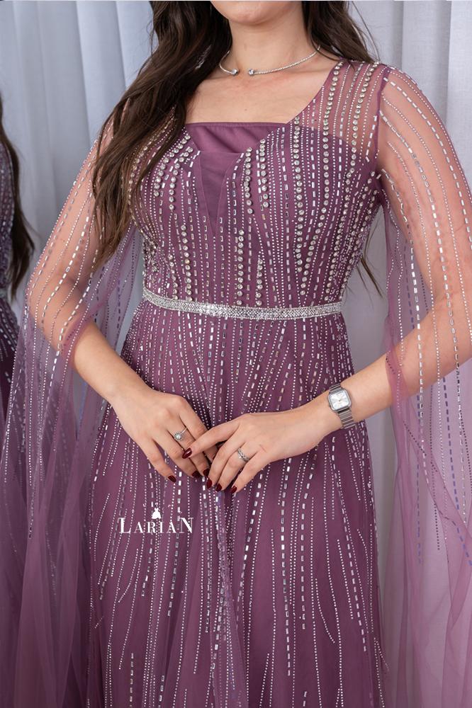 Long-sleeved tulle evening dress - Laryan Store